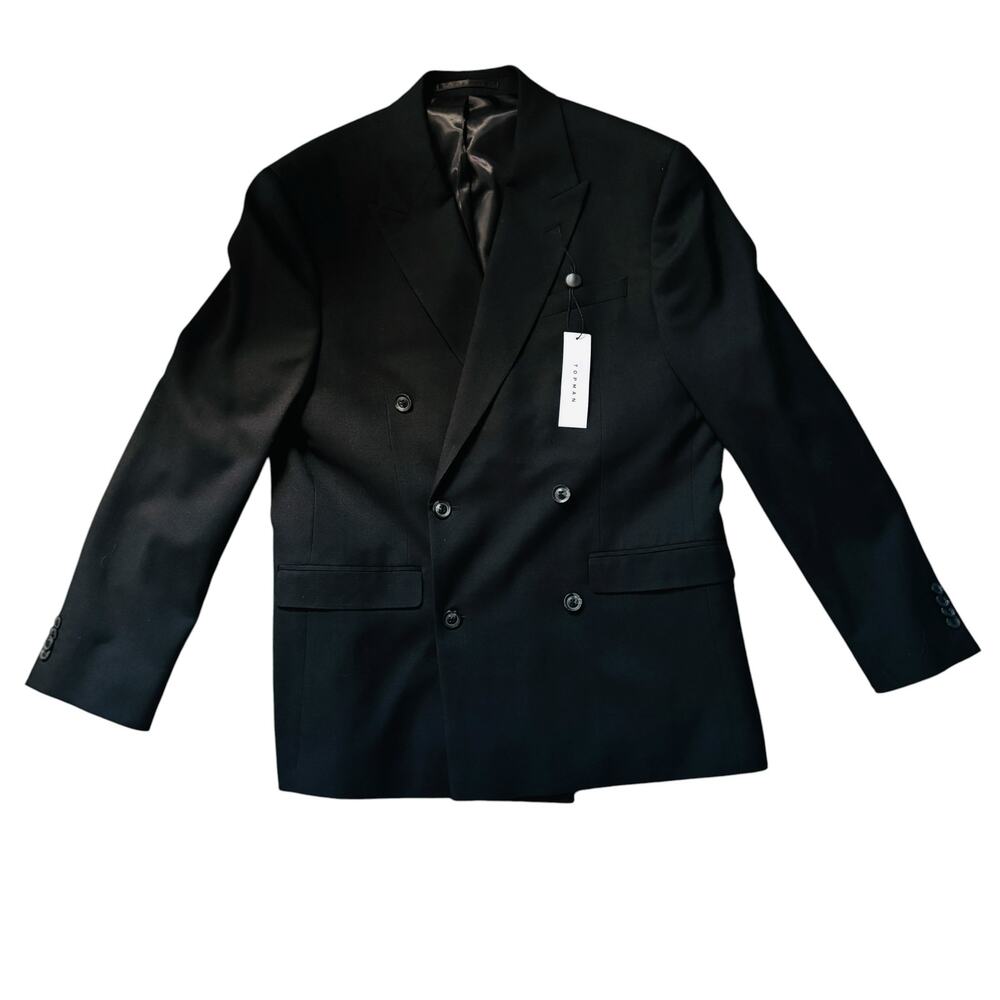 NWT BLACK TOPMAN DOUBLE BREASTED BLAZER SIZE 38